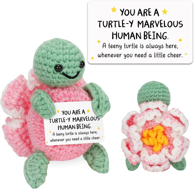 HEXMOZ Teacher Valentine's Gifts for Women, Daycare, Preschool, Kindergarten - Thank You Being Part of My Story Appreciation Gift Ideas - Handmade Turtle Crochet Emotional Support with Positive Card - Image 1